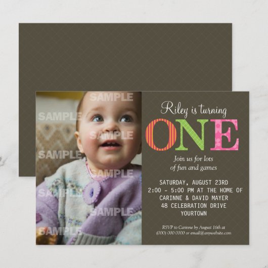 Modelé une invitation de fête d'anniversaire (Devant / Derrière)