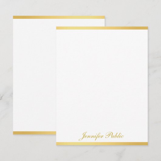 Modèle vertical du script Gold Blanc personnalisé (Devant / Derrière)