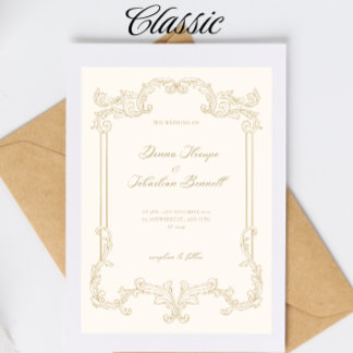 Modèle vintage Faire-part de mariage beige