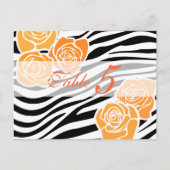 Modèle Zebra + roses orange Numéro de table PostCa (Devant)