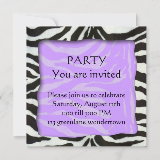 Modèle zébrée, invitation moderne à la fête (Devant)