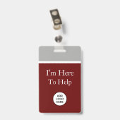 Modèles de badges Logo I'm Here To Help (Arrière avec clip)