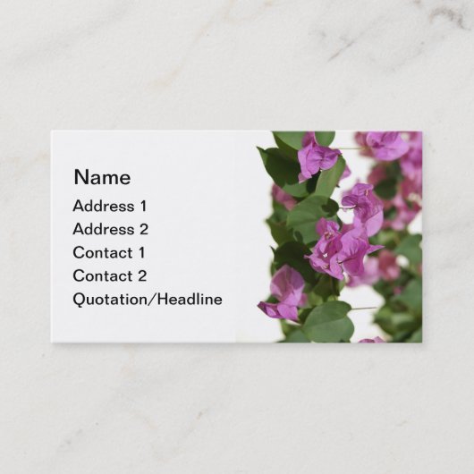 Modèles de cartes de visite Bougainvillea (Devant)