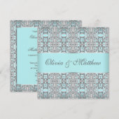 Modèles de faire-part de mariage argent bleu sarce (Devant / Derrière)