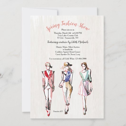 Modèles de mode Trois Fashion Show Invitation (Devant)