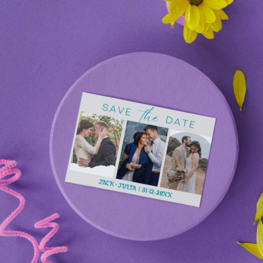 Modèles de photo de save the date de script modern