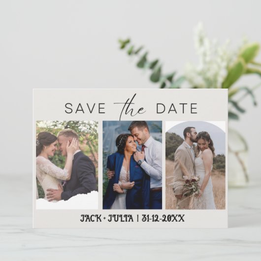Modèles de photo de save the date de script modern (Debout devant)