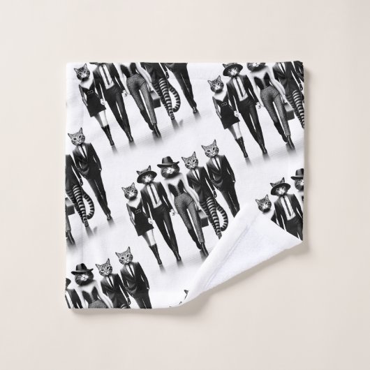 Modèles de piste d'Hep Cat marchant sur le trottoi (Gant de toilette)