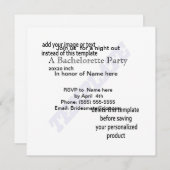Modèles DES INVITATIONS DU PARTI BACHELORETTE (Devant / Derrière)