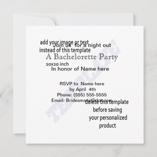 Modèles DES INVITATIONS DU PARTI BACHELORETTE (Devant)