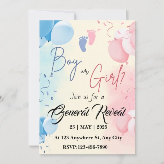 Modèles d'invitation pour une fête de révélation d (Devant)