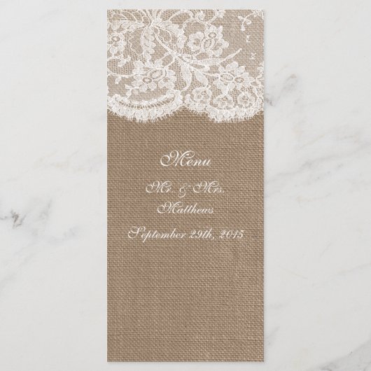 Modèles du menu Burlap & Lace Collection (Dos)