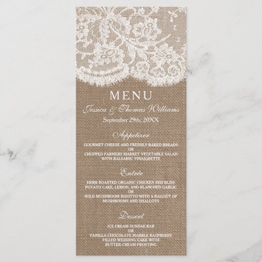Modèles du menu Burlap & Lace Collection (Devant)