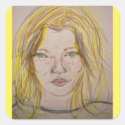 modelmeisje vierkante sticker (Voorkant)
