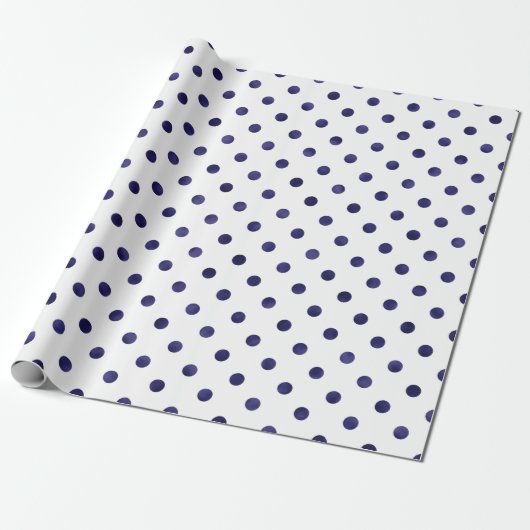 Modelmonogram chroomblauwe en witte poka dots cadeaupapier (Uitgerold)