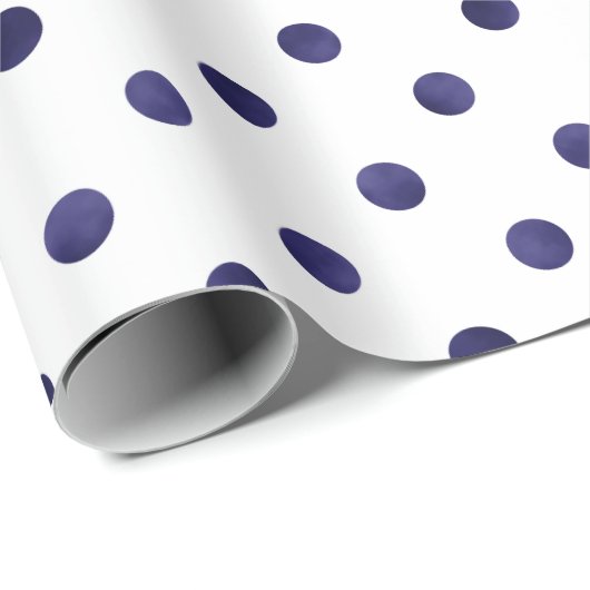 Modelmonogram chroomblauwe en witte poka dots cadeaupapier (Rol Hoek)