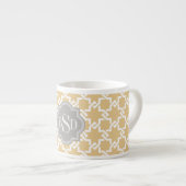 Modelmonogram met geel koppelingspatroon espresso kop (Voorkant rechts)