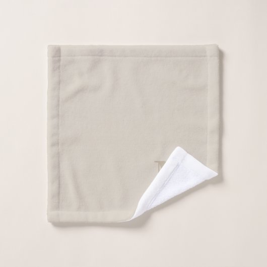 Modeln Beige Persoonlijke Familienaam Monogram Bad Handdoek (Wasdoekje)