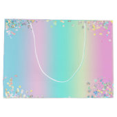 Modem Pastel Holographic Happy Birthday Groot Cadeauzakje (Achterkant)