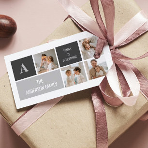 Moden 3Collage Foto & Gray Best Family Gift Cadeaulabel