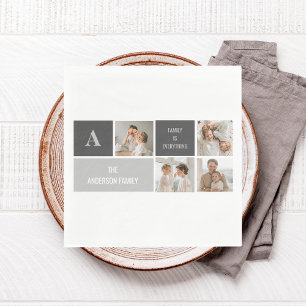 Moden 3Collage Foto & Gray Best Family Gift Servet