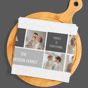 Moden 3Collage Foto & Gray Best Family Gift Theedoek