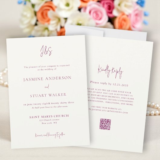 Moden all in one Wedding Invitation QR code