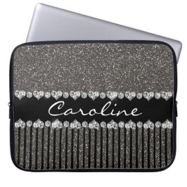Moden Gray Glitter Persoonlijk Laptop Sleeve