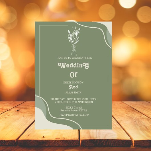 Moden Retro 70s bruiloft Kaart