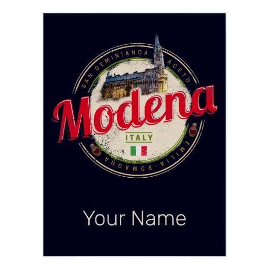 Modena Emilia-Romagna Balsamic Italië Souvenir Perfect Poster (Voorkant)
