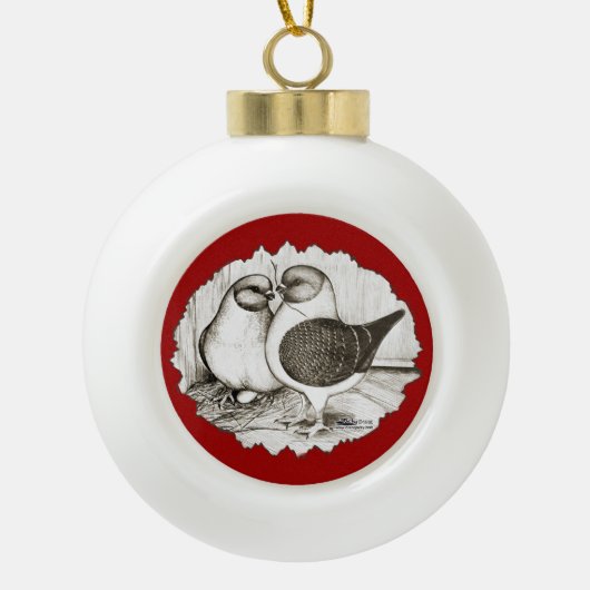 Modena Gazzi Pigeons Keramische Bal Ornament (Voorkant)