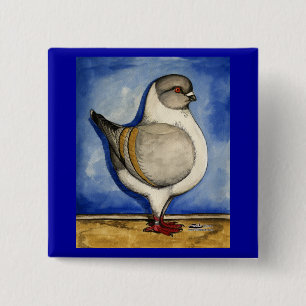 Modena Silver Gazzi Pigeon Vierkante Button 5,1 Cm
