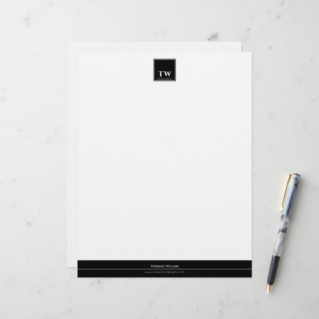 Modeontwerper Zwart Briefhoofd (Voorkant / Achterkant in situ)