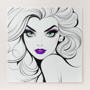 Modeportret van vrouw kunst legpuzzel