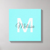 moder chic minimalist monogram turquoise aqua blau