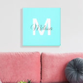moder chic minimalist monogram turquoise aqua blau canvas afdruk (Insitu (Woonkamer))