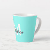 moder chic minimalist monogram turquoise aqua blau latte mok (Rechterhoek)