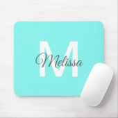 moder chic minimalist monogram turquoise aqua blau muismat (Met muis)