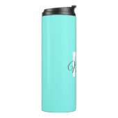 moder chic minimalist monogram turquoise aqua blau thermosbeker (Gedraaid links)