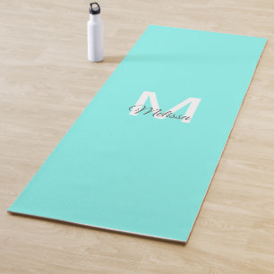 moder chic minimalist monogram turquoise aqua blau yogamat