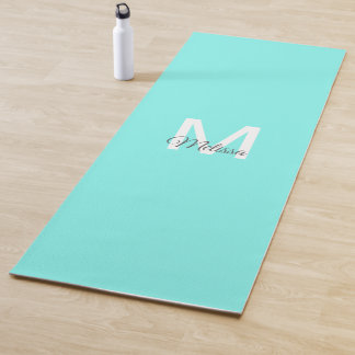 moder chic minimalist monogram turquoise aqua blau yogamat