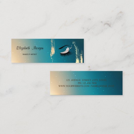 Moder Elegant, Penseelstreek, Lashes, Makeup Mini Visitekaartje (Voorkant / Achterkant)
