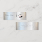 Moder Elegant, Silver Brush Stroke, Lashes, Makeup Mini Visitekaartje (Voorkant / Achterkant)