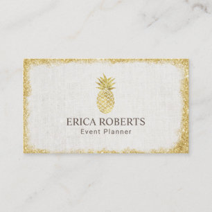 Moder Gold Pineapple Elegant Linen Event Planning Visitekaartje