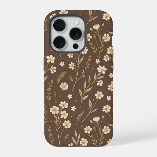 Moder Pattern Wilflowers Brown Background (Verso)