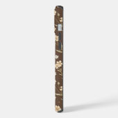 Moder Pattern Wilflowers Brown Background iPhone Hoesje (Linkerkant)