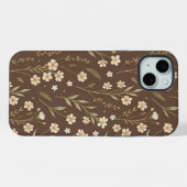Moder Pattern Wilflowers Brown Background iPhone Hoesje (Achterkant horizontaal)