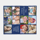 Modern 10 foto collage blauw fleece deken (Voorkant (Horizontaal))
