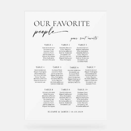 Modern 10 Tables Welcome Seating Chart (Recto)