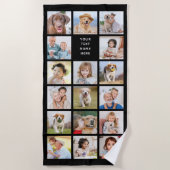 Modern 11 Foto Collage Persoonlijk Zwart Strandlaken (Voorkant)